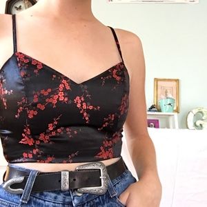 black and red flower tank top